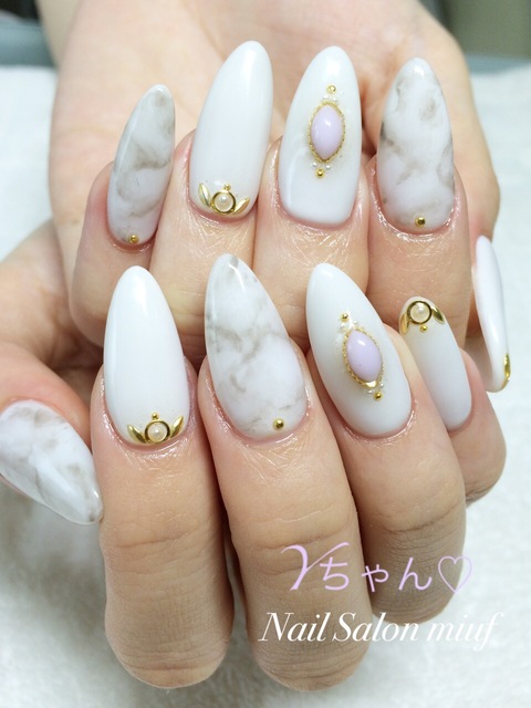 ネイル 冬 シンプル 大理石