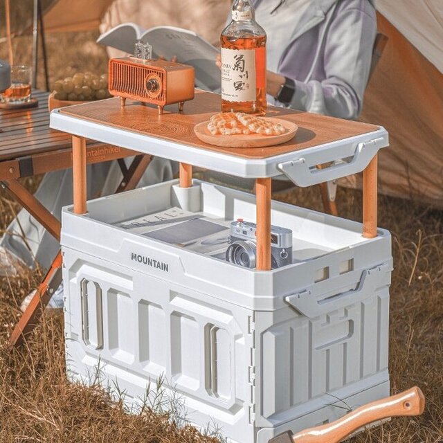 キャンプ】テーブルとしても使える！たっぷり55Lの荷物がはいる収納