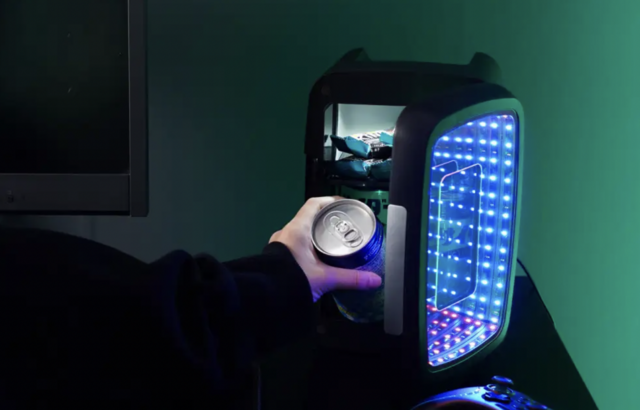 新品teckweビューティーミニ冷蔵庫4L　LEDライトミラー付き　車でも使用可 車載】シガーソケットからも給電可能！自室にも置きたい“LED