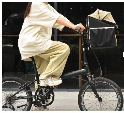 【愛犬とサイクリング】折り畳み自転車に設置！取り外して自在に運べるフロントバッグ
