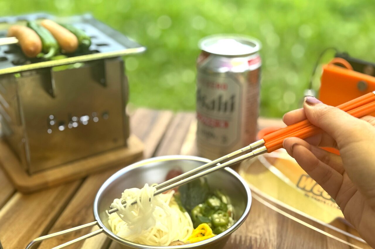 【Mountain Top Ramen】Integrated with a screw lock type! If you're carrying it, stainless steel personal chopsticks are recommended.