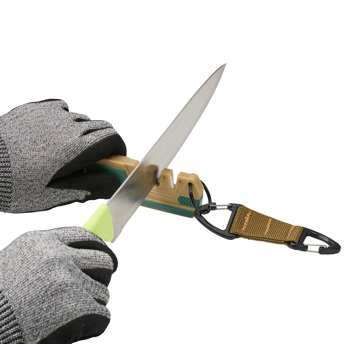 【Revival of Sharpness】Two-stage structure with rough grinding & finishing grinding! Portable sharpener with carabiner