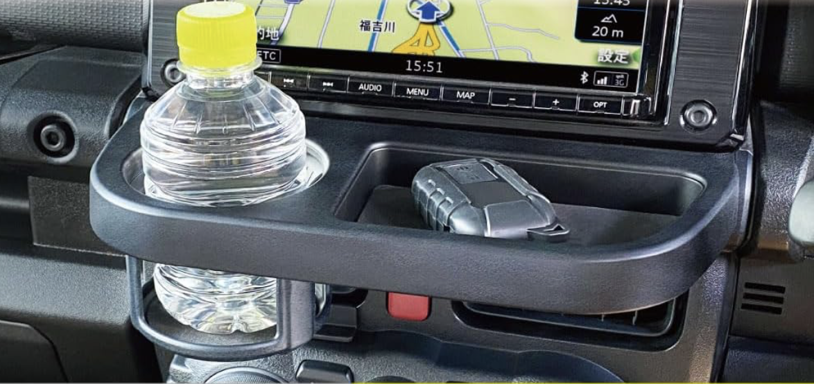 【Jimny】A genuine feel as if it were there from the start! A drink holder that makes it convenient for quick placements with an aftermarket holder