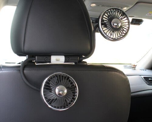 【Drive】Enhance air conditioning efficiency with the flexible double fan! It's an add-on for the headrest!