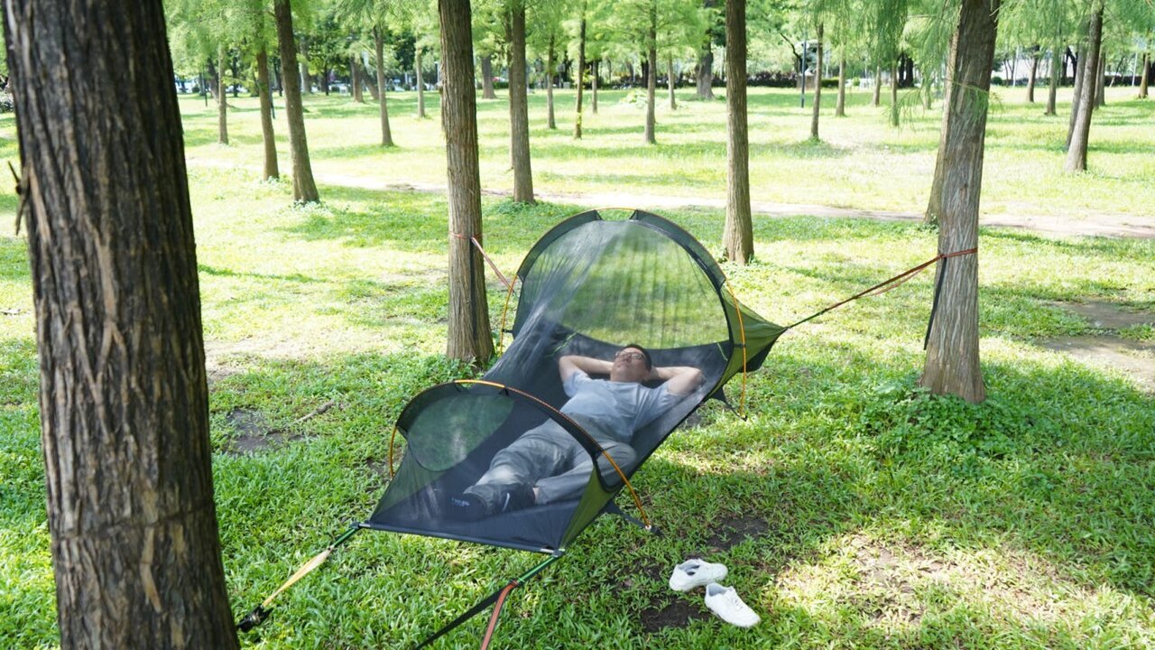 【Air and Land Dual-Use】It feels fluffy as if floating among the clouds〜! A hammock tent that you can relax in just 3 minutes after setup.
