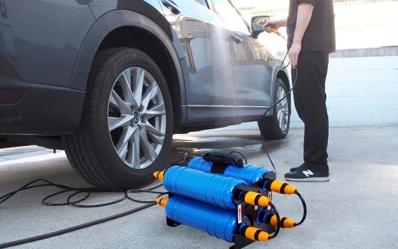 [Self-Service Car Wash] Say goodbye to water stains! Cost-effective use of a "pure water system" that simply attaches to the faucet