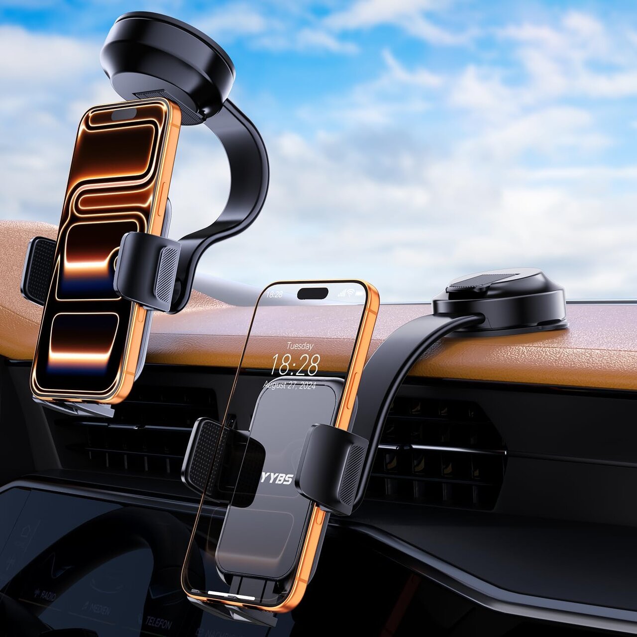 【車載ホルダー】フレキシブルアームで見やすさ満点！ガタつかないのに愛車を傷つけない