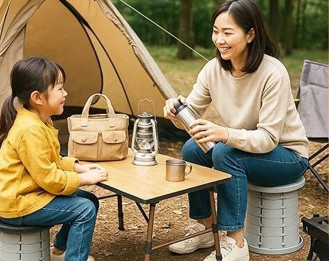 【折りたたみチェア】非常時はトイレに変身!? 高さ7段階で伸び〜るスツール