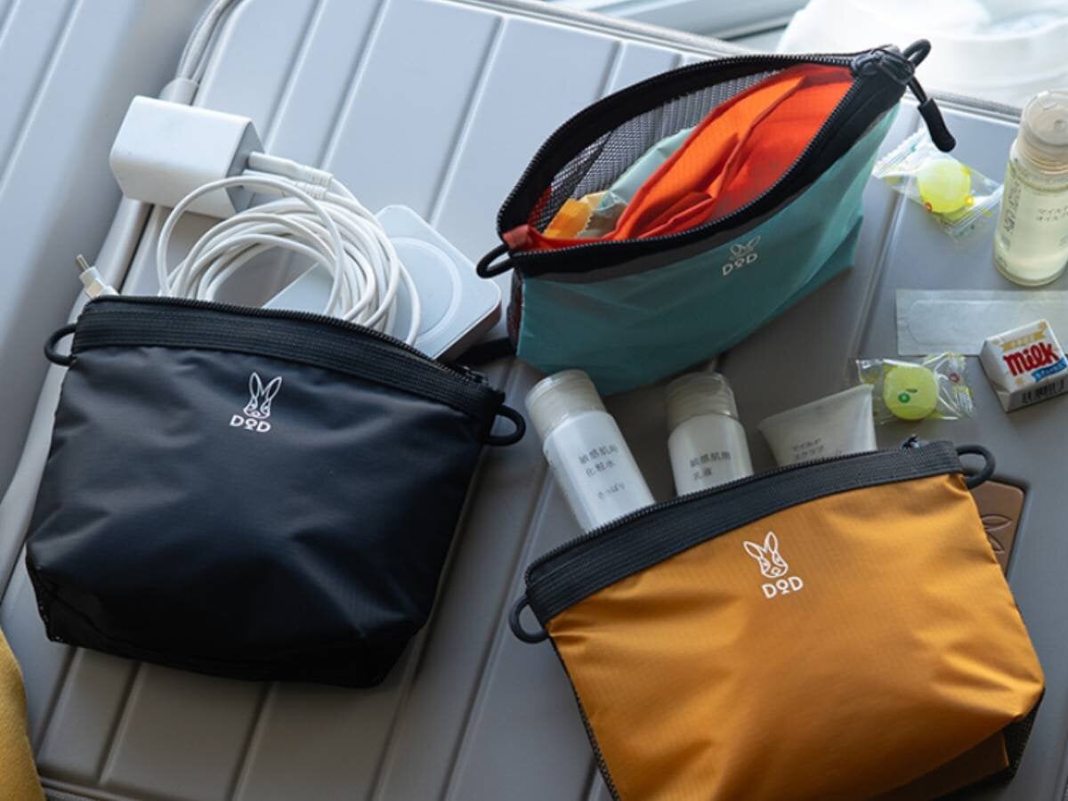 【SNSで話題】DOD「お風呂バッグ」がポーチに!スッキリ整理できる3気室構造に注目