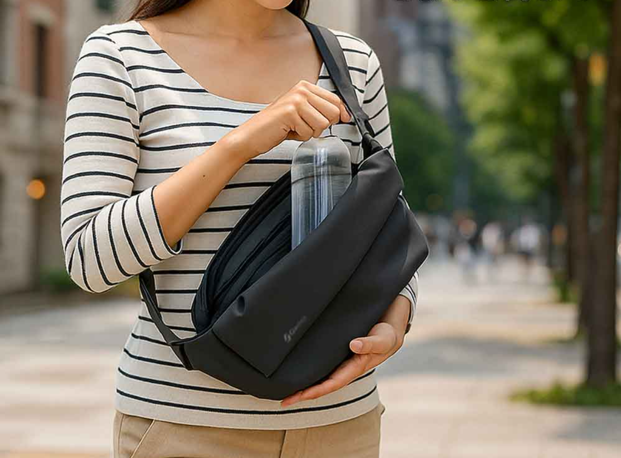 【Hands-free】Fits even a PET bottle! With a skimming prevention pocket, perfect for overseas travel