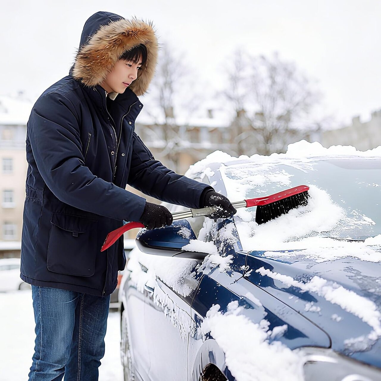【New Year's Cold Wave】Brush + Scraper combined! It's a “2in1” snow removal gear that gets you on the road in no time