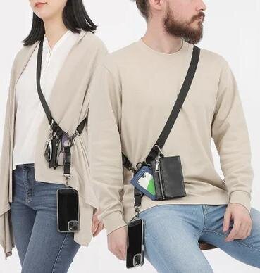 【Hands-free】 Perfect for smartphones, keys, and wallets! The instant detachable magnet & titanium-equipped strap is convenient.