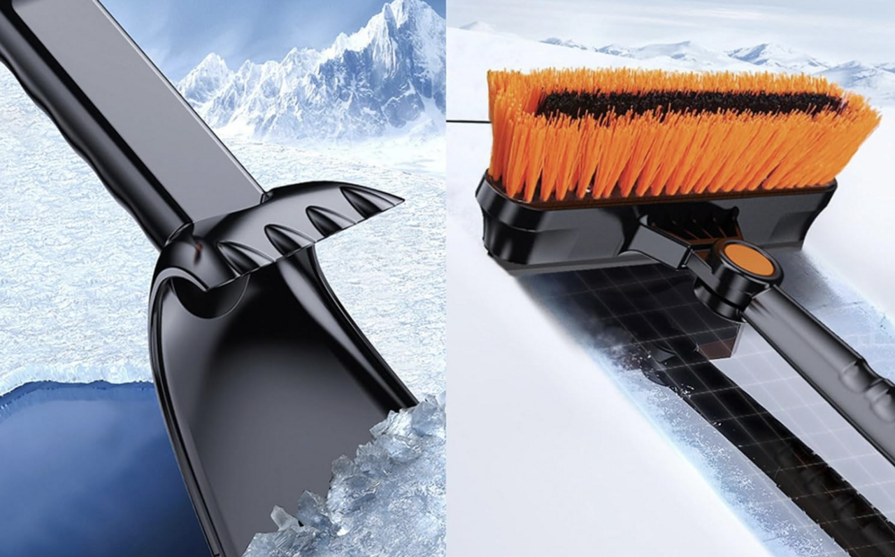 【After snow】 Effortlessly remove snow from the vehicle's body and around the tires! The “4-way” snow brush set is usable