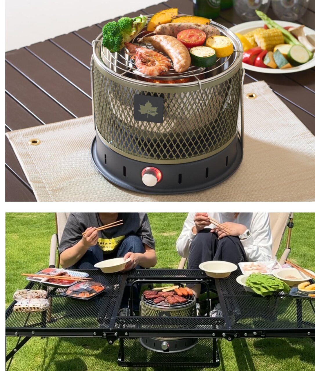 【LOGOS】A dual-purpose stove + grill! Comes with an automatic blower function to maintain high firepower.