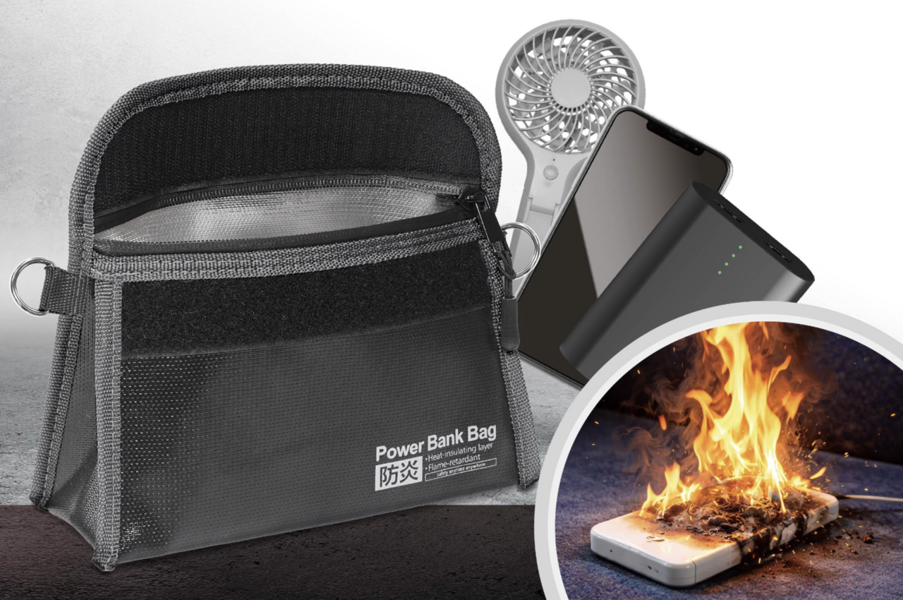 【Mobile Battery Fire Incident】 "Withstands 1000 degrees heat!" Carry it in the flame-resistant bag