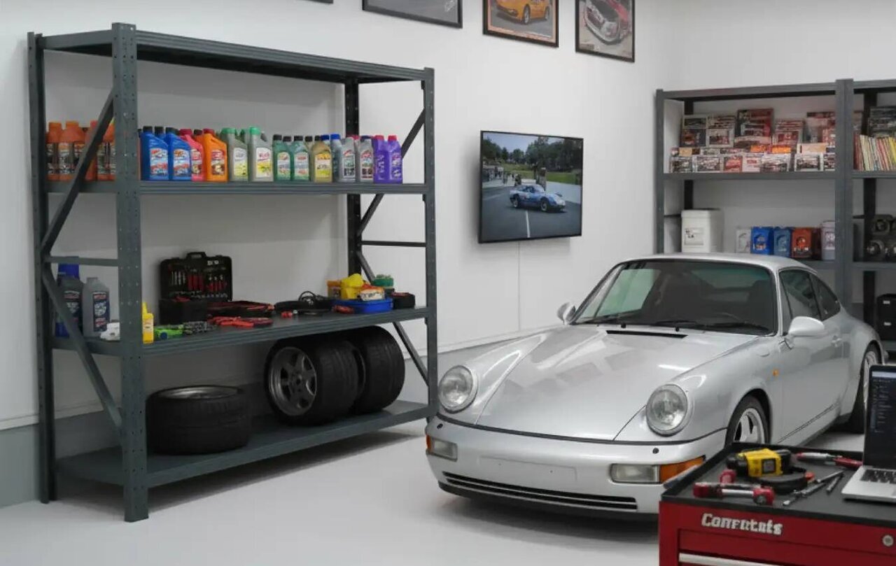 【Garage DIY】Upgrade with commercial steel shelves! Customize to your liking with adjustable shelf heights.