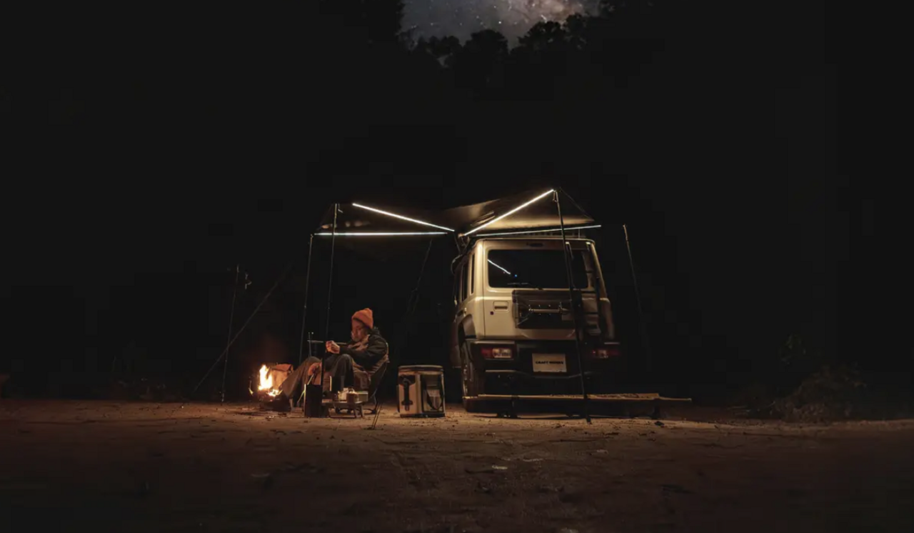 【Jimny Travel】A lifelong companion! Enhanced nighttime enjoyment by 100 times with the dedicated car side tent.