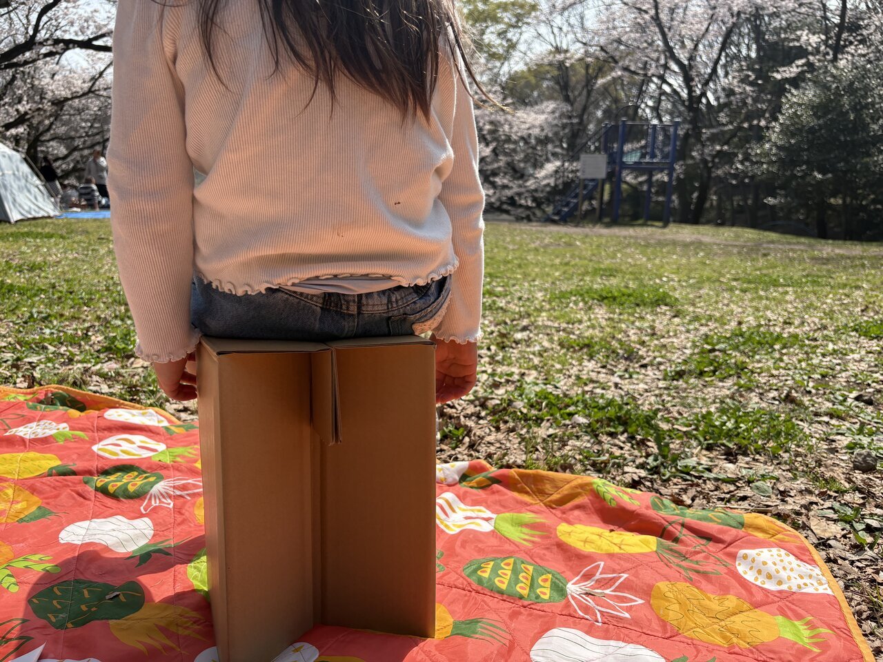 【防災備蓄】ダイソーの110円の「ダンボールチェア」に家族で座ってみたら意外と楽しかった