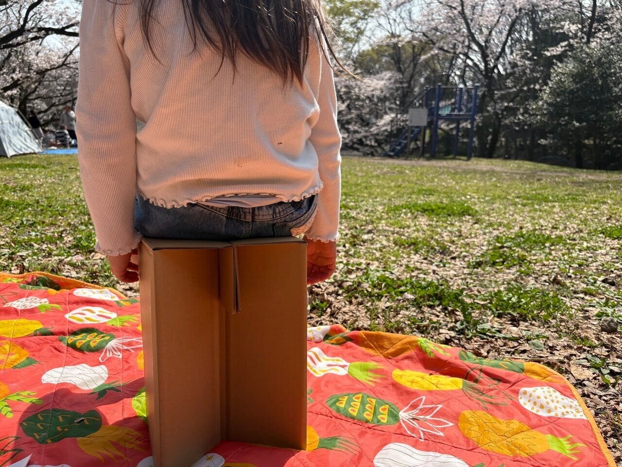 【Disaster Preparedness】Sitting on Daiso's 110 yen "Cardboard Chair" with family turned out to be surprisingly fun.