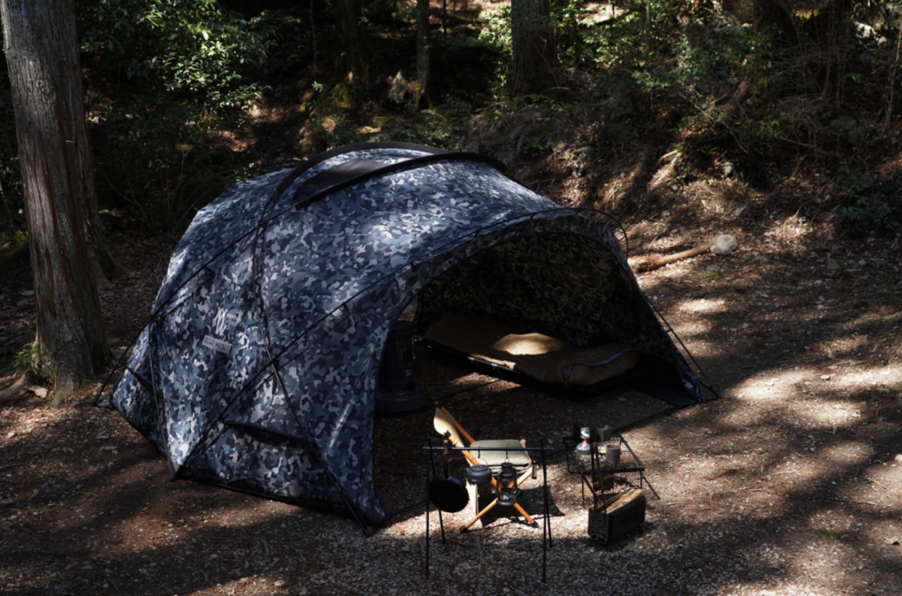 【First Collaboration】Minimal Works × Toyotomi "Gear Mission", a city chic gray camouflage patterned shelter
