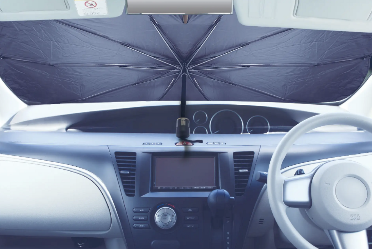 【Sunshade】 Heat countermeasures for about 1500 yen! Why umbrella-shaped ones don't scratch the dashboard