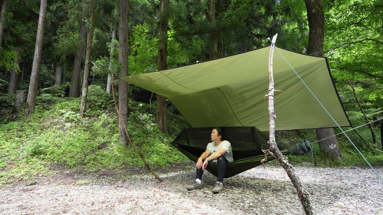 Camp for stream fishing at the famous "Doshi no Mori Campground" in Yamanashi Prefecture! The best way to spend time with a hammock and steak