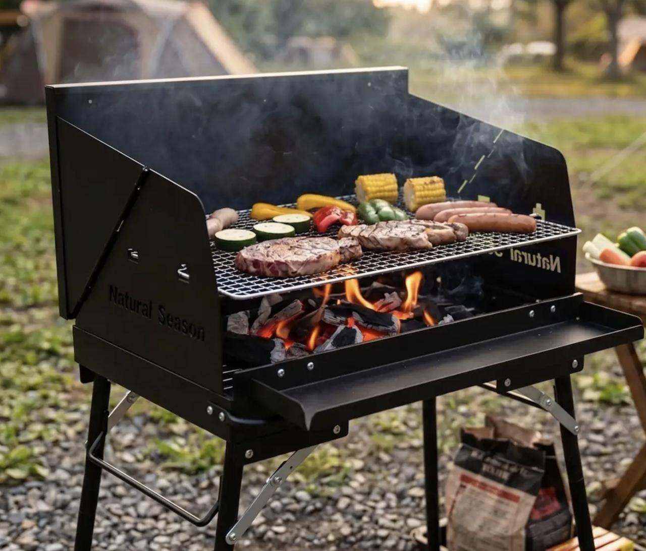 [From the Home Center] Under 5000 yen! A foldable grill that achieves "stable firepower" even by the sea or riverside