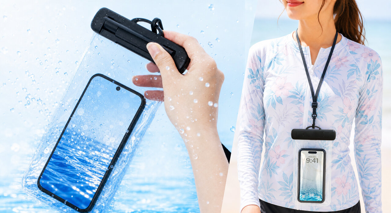 【水遊び】プールや海での必需品！ワンタッチ開閉の防水スマホケースで“一瞬”を逃さない