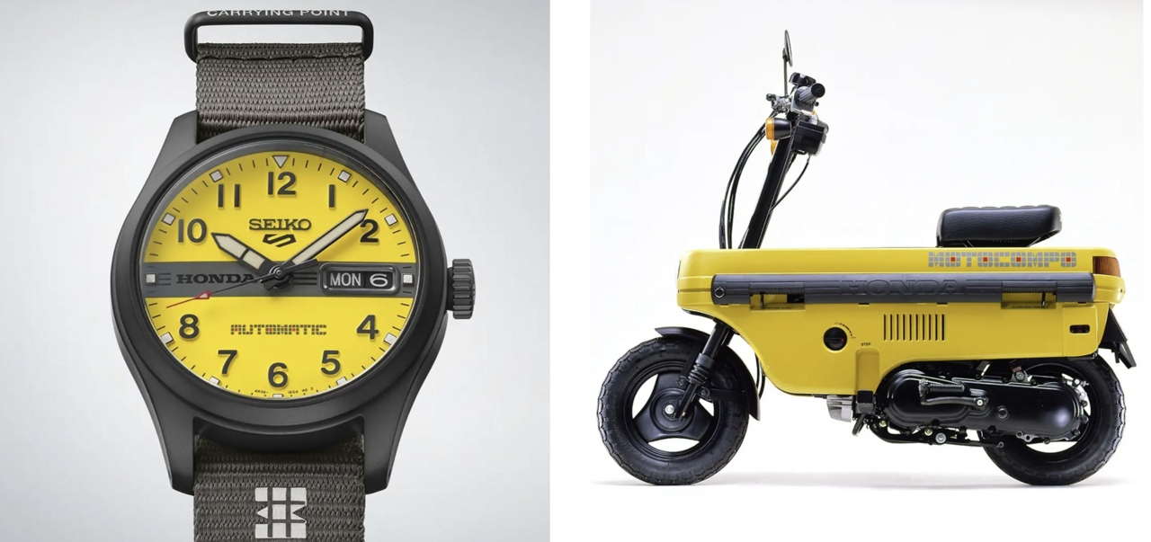 [Seiko × Honda] The famous Motocompo becomes a wristwatch! The dial features a yellow body and black lines
