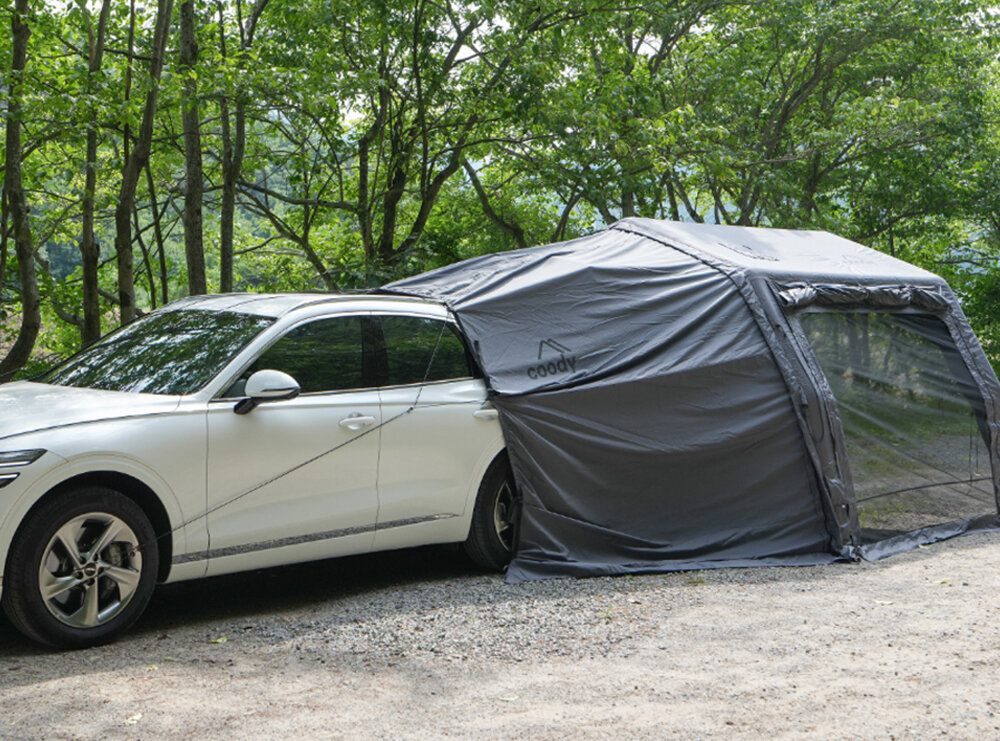 【車中泊】クルマの冷房をテントに流す！連結キット＆透明ドアで空間を拡張だ
