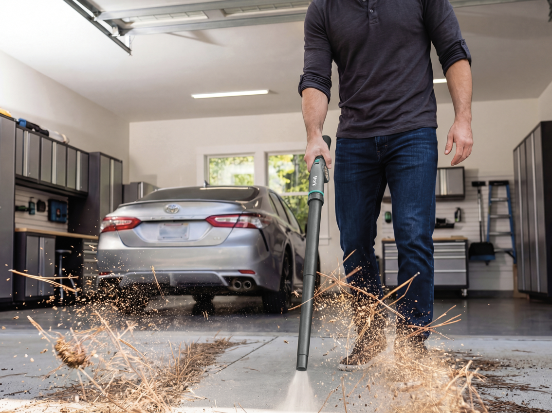From garage cleaning to car interior care! Sweep everything away with a cordless blower that emits “commercial-grade winds”
