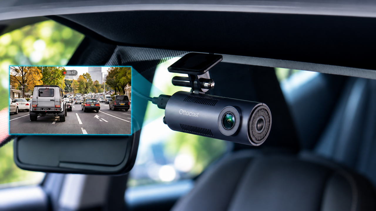 ドラレコ＋CarPlayを一台で！前後2カメラとGセンサー衝撃記録で“駐車中”も安心だ