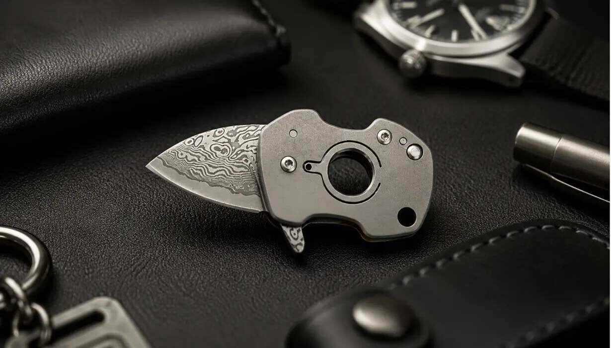 [Compact Knife] Closes to 45mm! Astonished by the sharpness and strength of titanium and Damascus