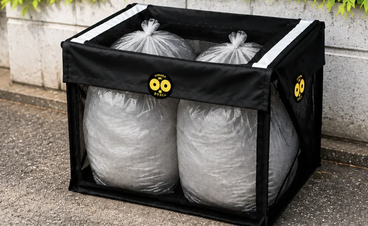 [Around the house] Neatly store trash bags! With a box-shaped net, it won't be disturbed even when left outside