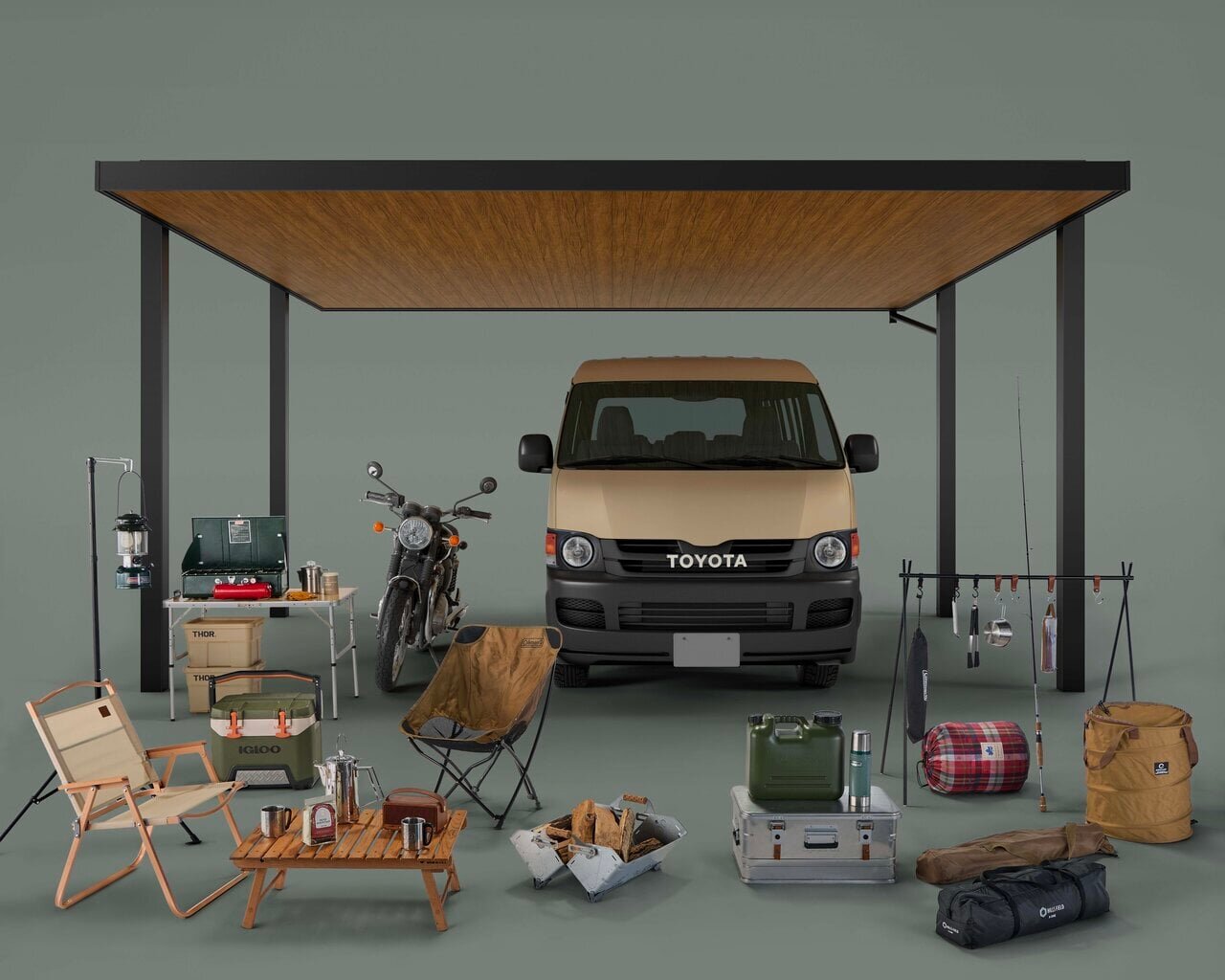 [Garage] Stylish disaster prevention! A suspended roof carport that can also be a "base" for enjoying life