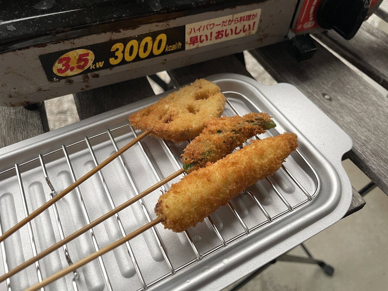 【キャンプ飯】カインズの「IH対応 フタがバットになる天ぷら鍋」で串揚げをテストしてみた