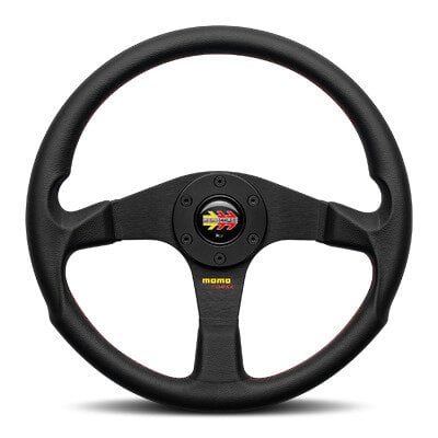 【車内】'90年代の名作をアプデ!赤ステッチやセンターリングが目を引くステアリング