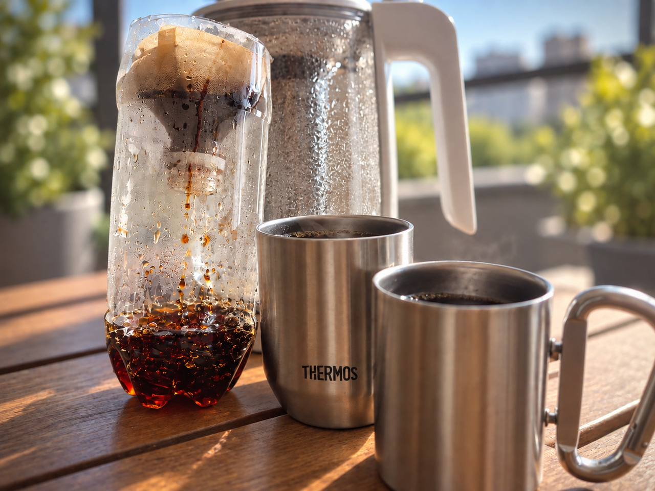 ペットボトルをカットして淹れるワイルドなコーヒー！ 軟水と硬水をベランダで飲み比べ
