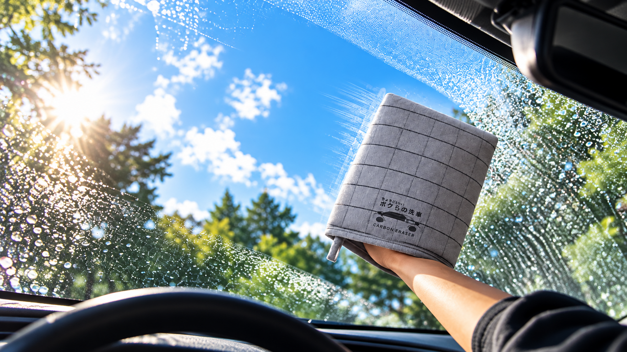【Car Care】Say goodbye to streaks! Achieve a clear view with the carbon mitt that requires no detergent