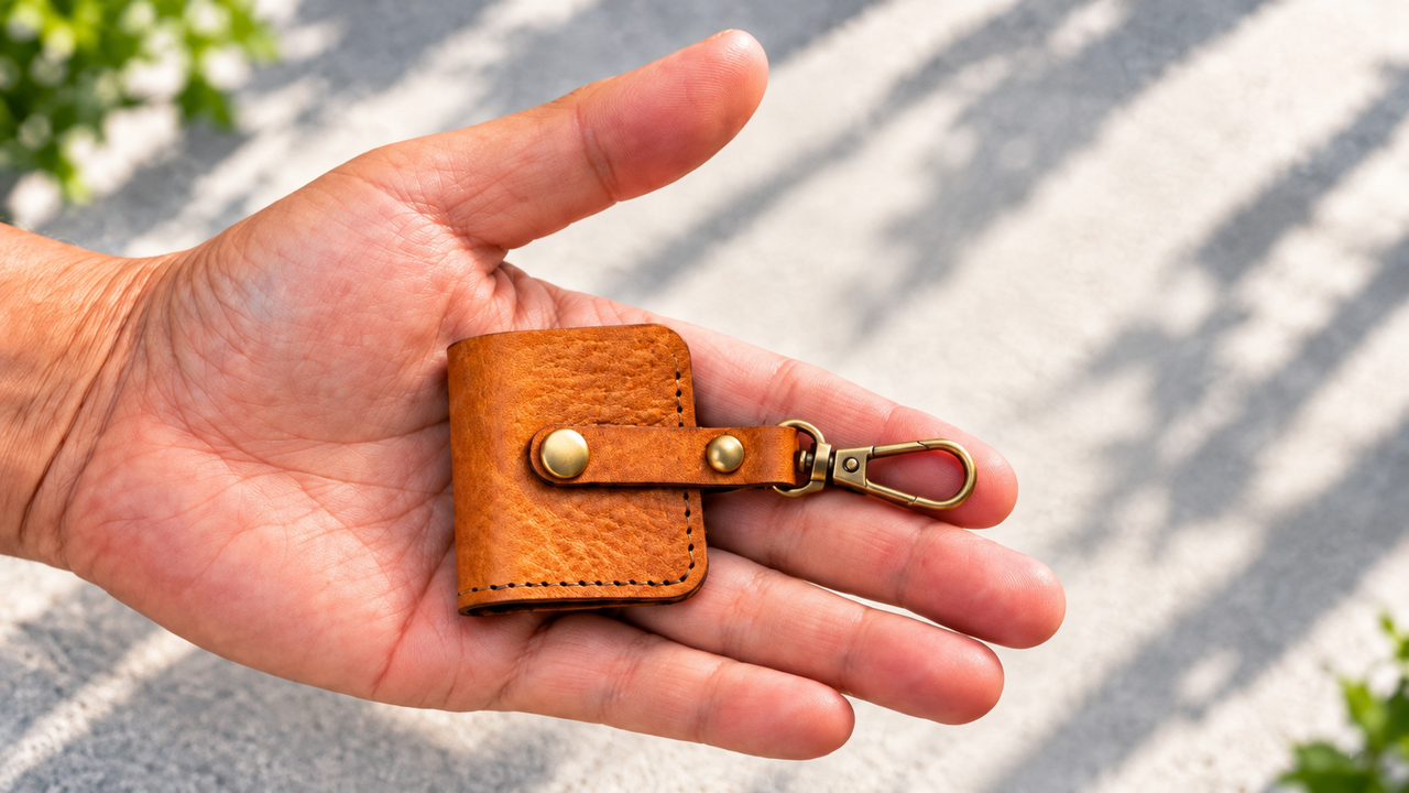 [Minimalist] Huh, is this all the cash!? The genuine leather mini wallet that can be hooked onto a belt loop is convenient.