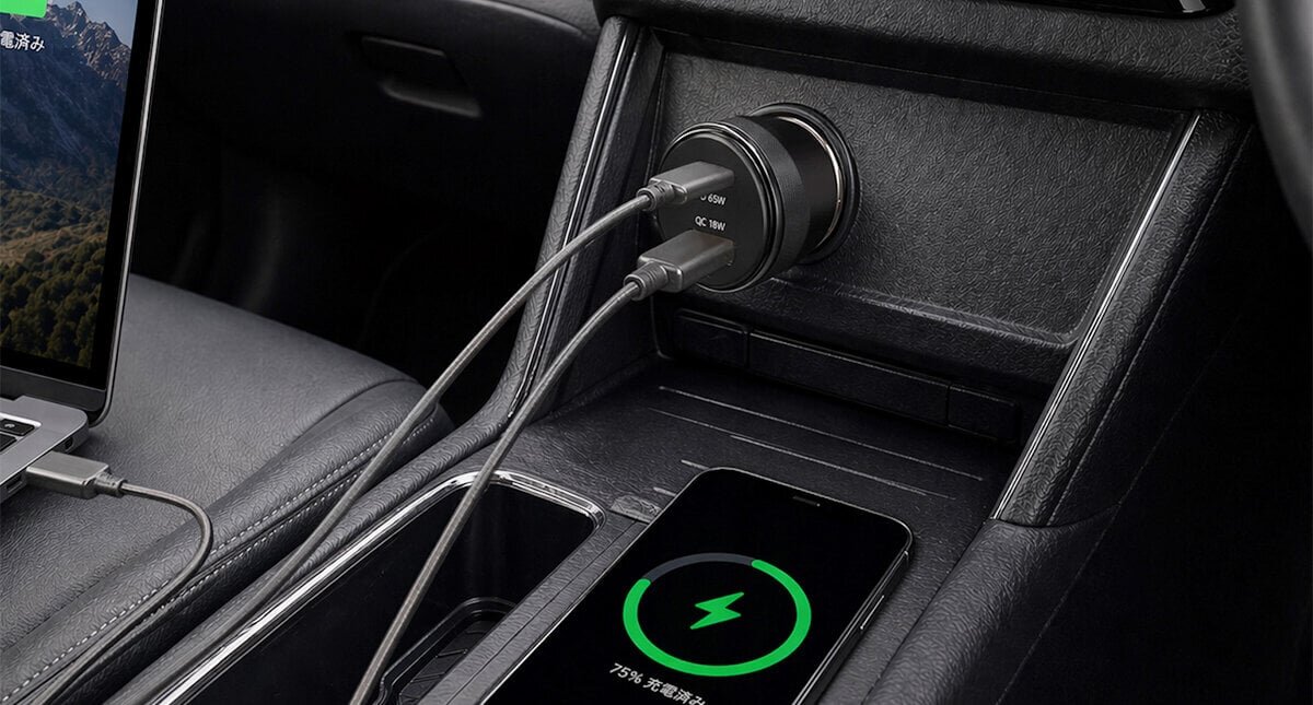 Laptops can also be rapidly charged! The in-car PD charger is compact yet extremely powerful