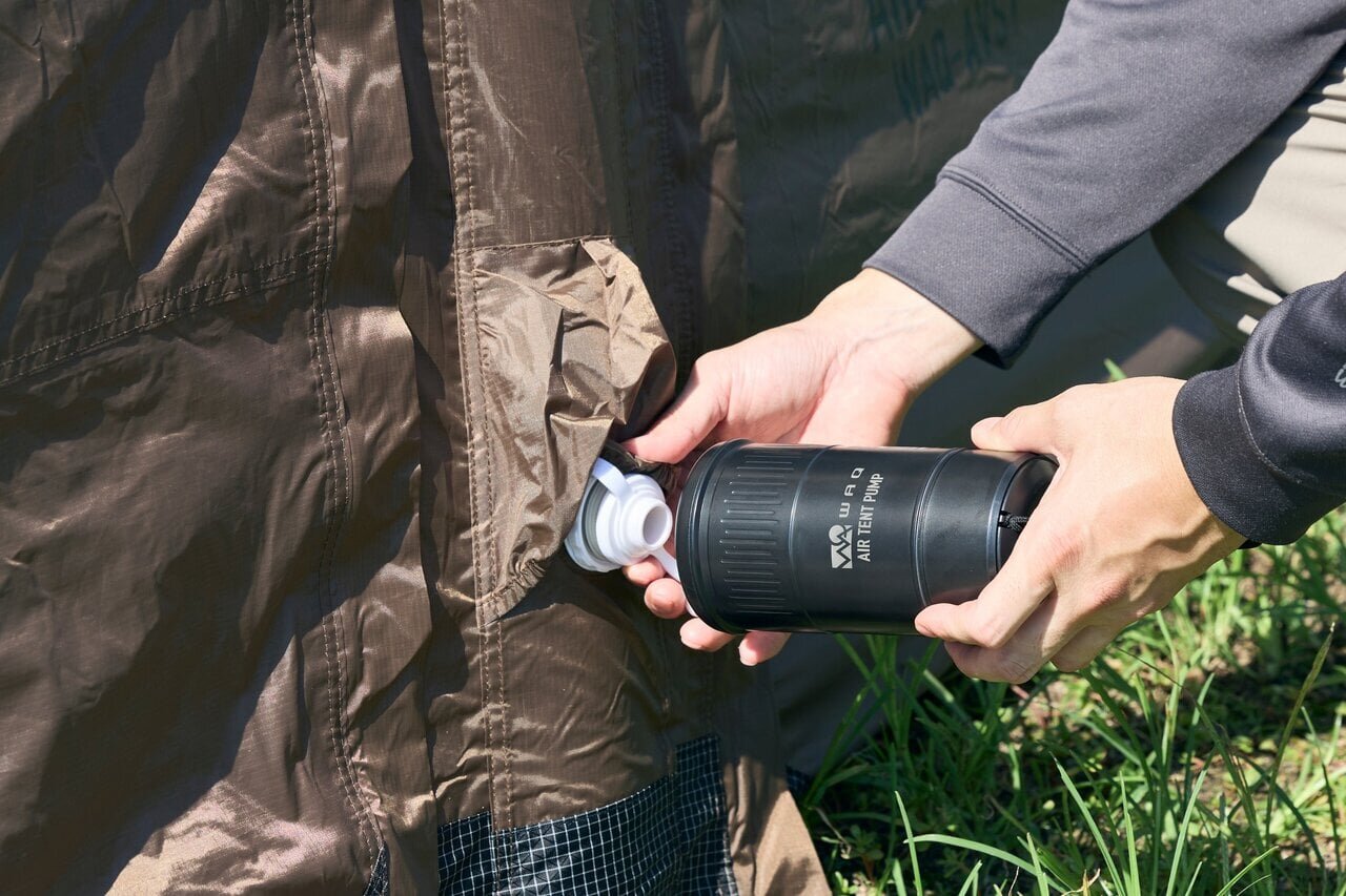 【Air Tent】From 100 manual pumps to 1 button press! Setting up becomes easier with an electric pump