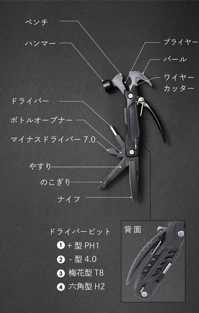 マルチツール ハンマーやナイフなど14機能を集約 ワイヤーもスパッと切断できる Maduro Online マデュロオンライン