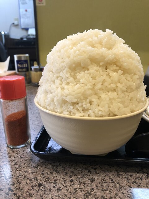 大盛りご飯を横から見た様子