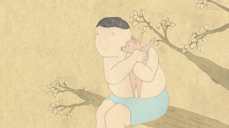 第14回(2010年)文化庁メディア芸術祭アニメーション部門優秀賞受賞作品「わからないブタ」。更半紙に0.3ミリ芯のシャープペンシルで作画。