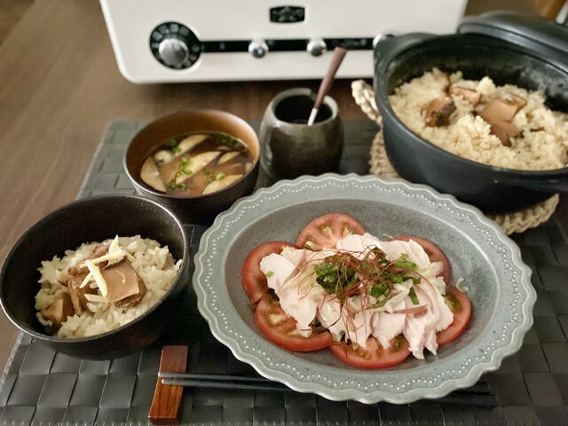 初秋の晩御飯に☆*° 高知の食材をふんだんに使った「鰹角煮の簡単炊き込みご飯」と「蒸し鶏のサッパリ酢ダレ」