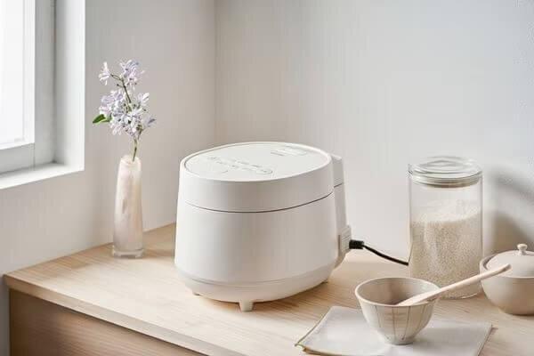 インテリアになじむアイリスオーヤマの白い炊飯器