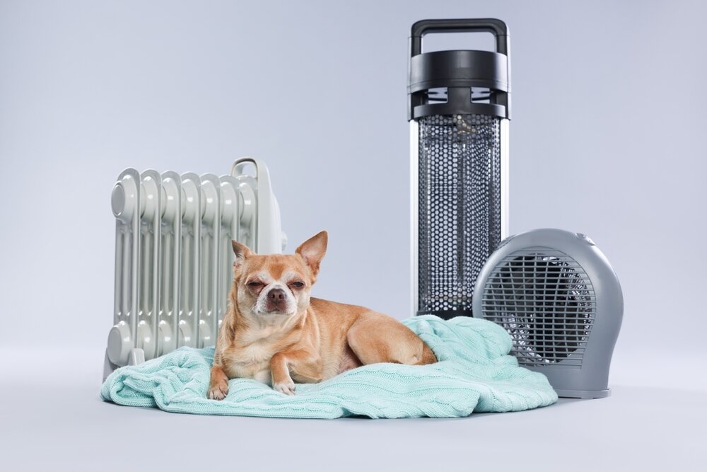 毛布と複数のヒーター