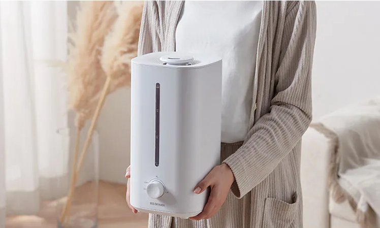 コンパクトな加湿器を運ぶ女性