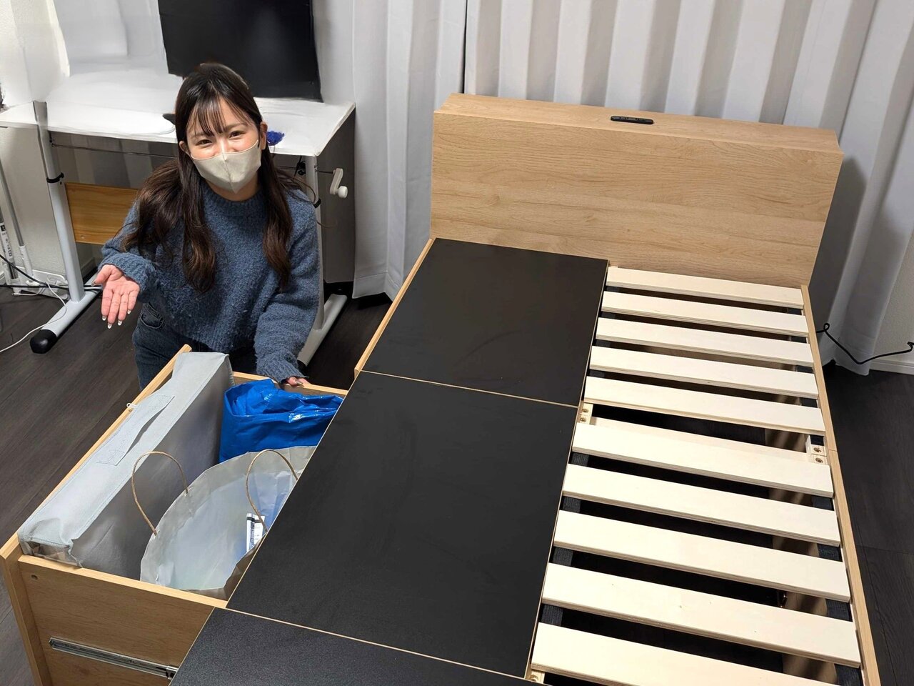 大きな荷物を入れた引き出し